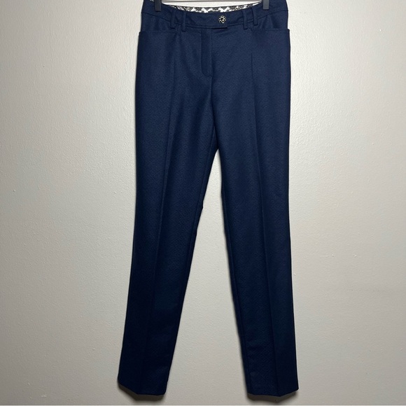 Your 6th Sense‎ Women Wool Trouser Pants 6 Blue Jacquard Office Business - Picture 1 of 10